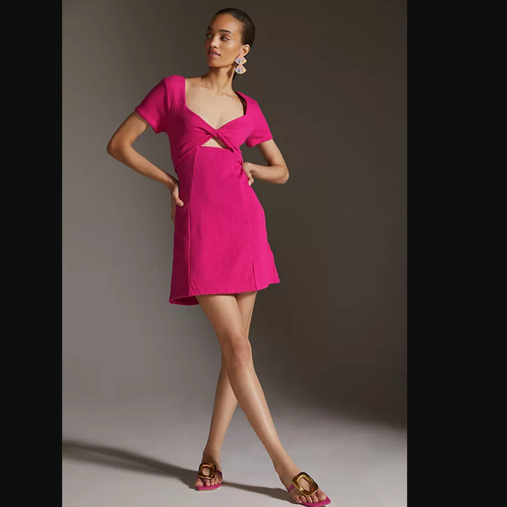 Anthropologie Maeve Cut-Out Pink Mini Dress - New - Small